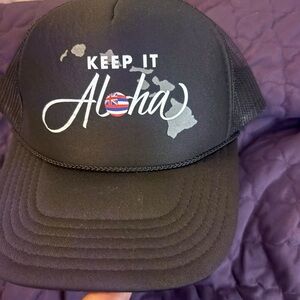 Black Trucker Hat with 'Keep It Aloha' Design